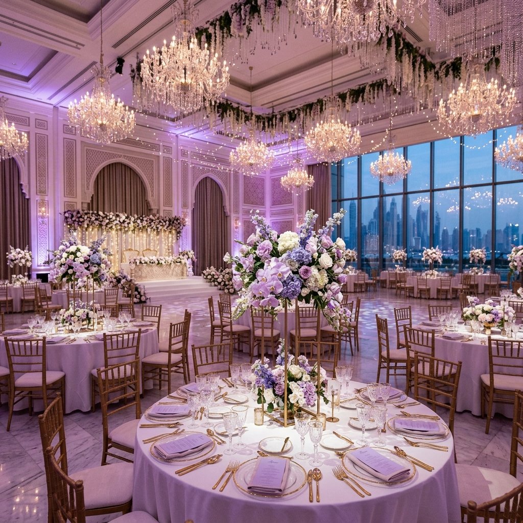 Luxury event with floral arrangements and ambient lighting by Modish Parties Dubai